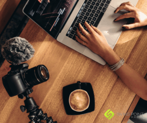 Behind-the-scenes of podcast studio setup
